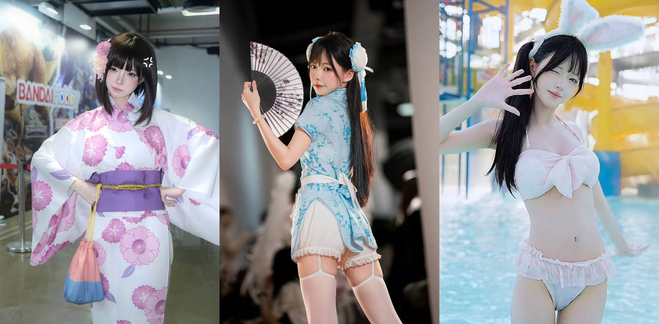 抖音清纯女Coser【鸢饱】私下却与旁人疯狂约炮,白虎骚穴被打桩爆操