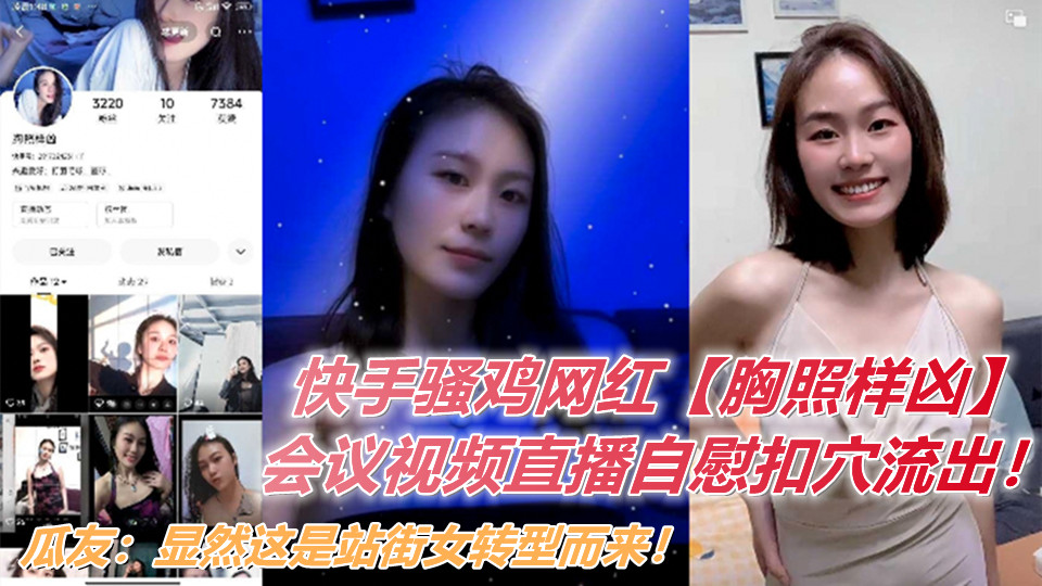 快手骚鸡网红【胸照样凶】会议视频直播自慰扣穴流出！显然这是站街女转型而来！
