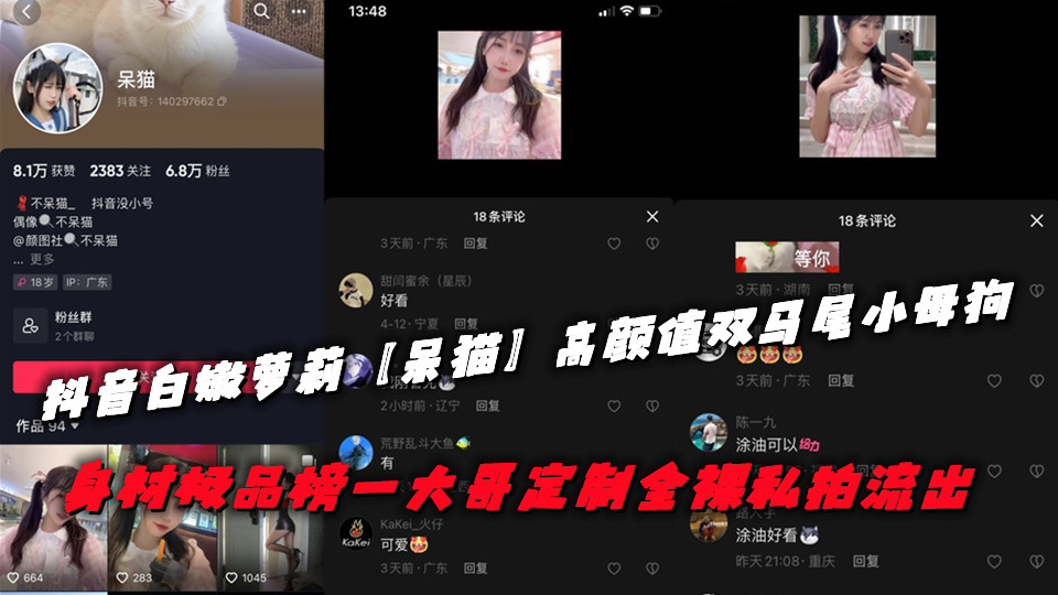 抖音白嫩萝莉【呆猫】高颜值双马尾小母狗,身材极品榜一大哥定制全裸私拍流出